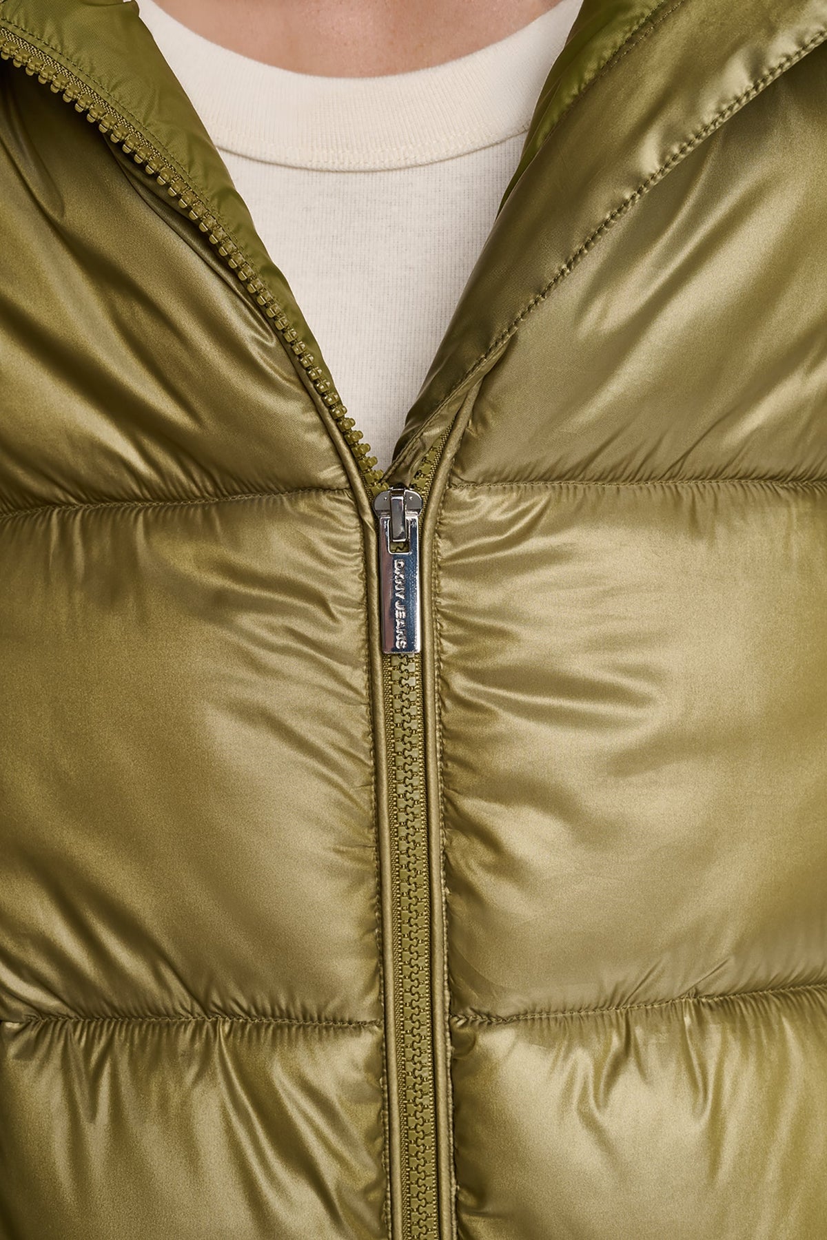 QUILTED PUFFER WITH DRAMA COLLAR - Metallic Pink Moon | DKNY