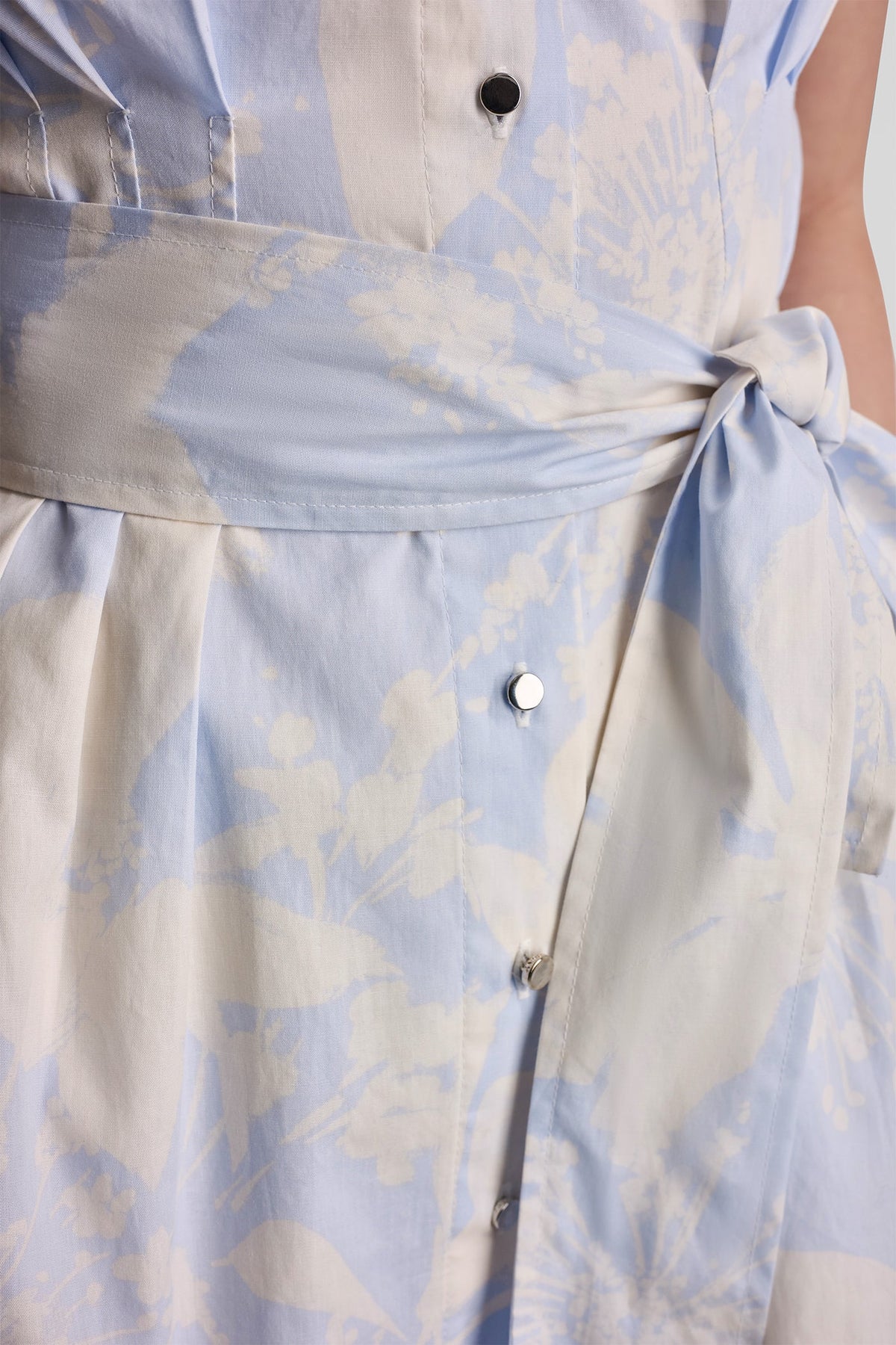 COTTON CAP SLEEVE MINI SHIRT DRESS - Frost Blue/White | DKNY