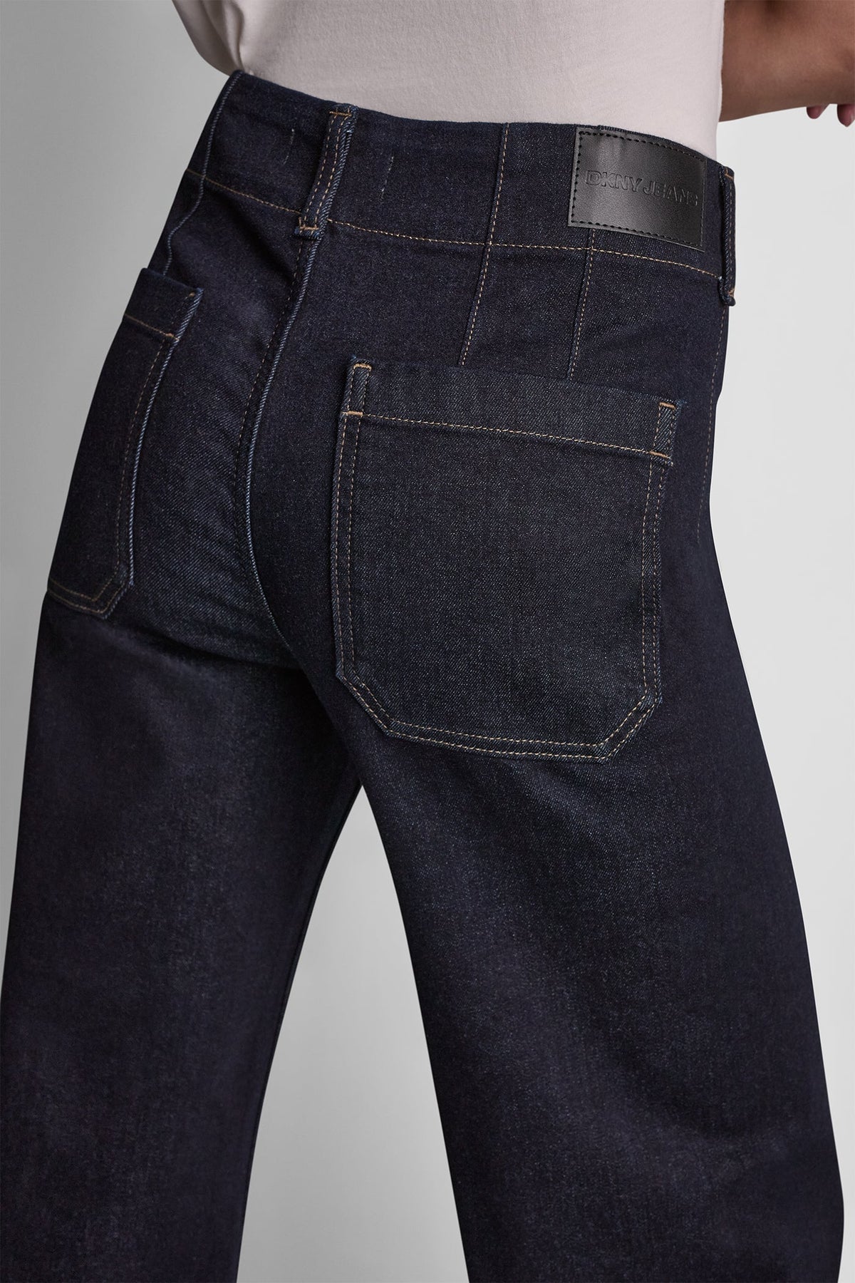 HIGH-RISE PINTUCKED WIDE-LEG JEAN - Bankers Ink | DKNY