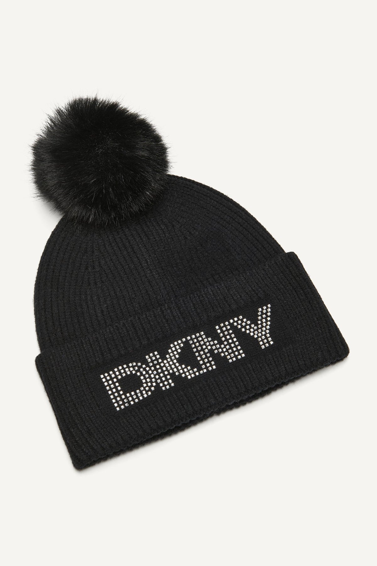 DISCO DKNY FAUX FUR POM HAT - Black | DKNY