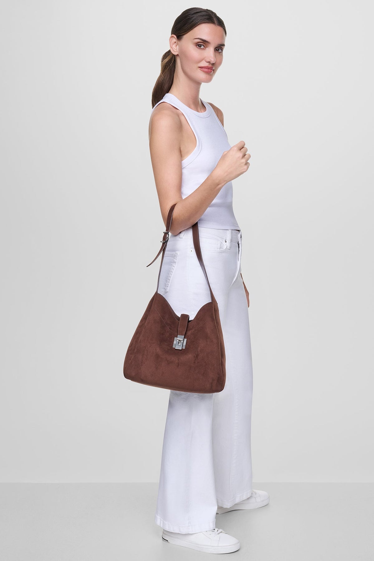 DARIA LARGE HOBO BAG - Chocolate | DKNY