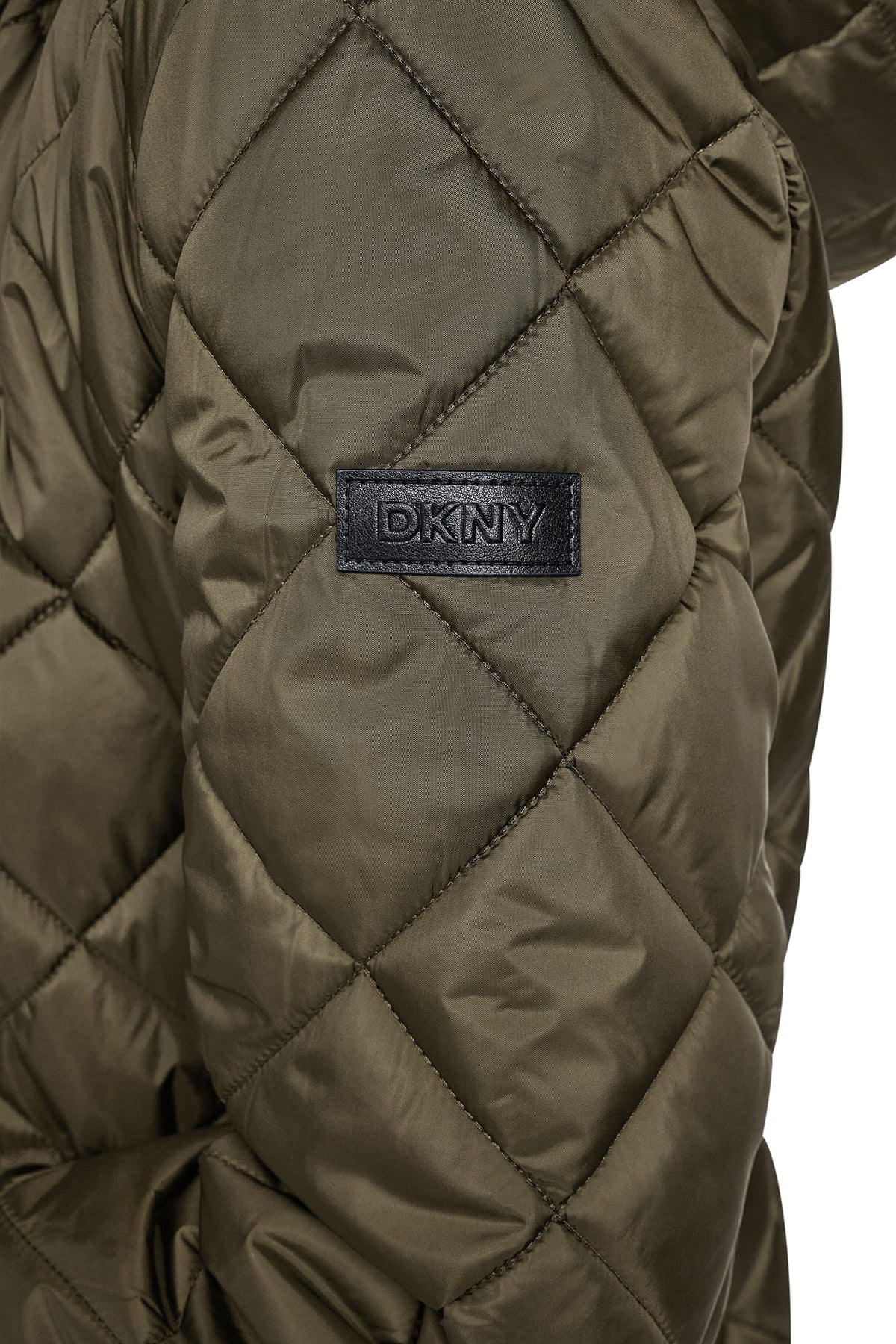 CORDUROY COLLAR HOODED QUILTED COAT - Black | DKNY