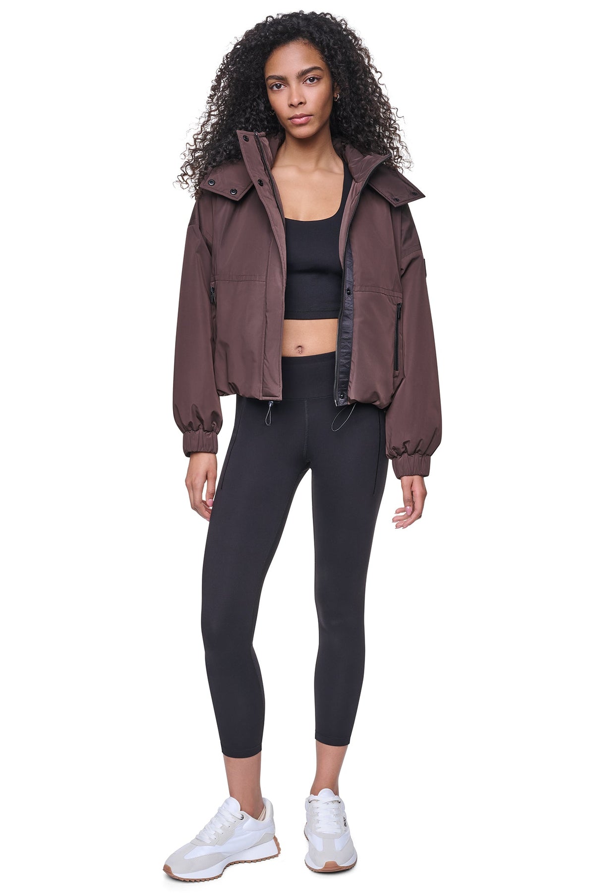 OVERSIZED LOGO HOODED JACKET - Travertine/Festive Pink | DKNY
