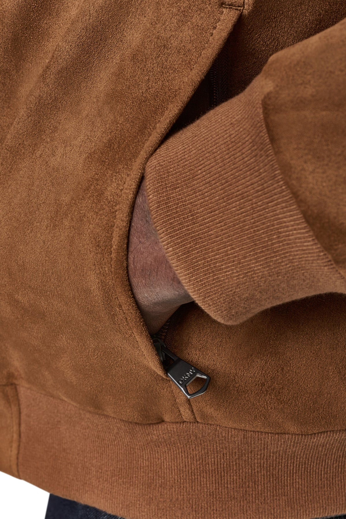 FAUX SUEDE BOMBER JACKET - Pearl | DKNY