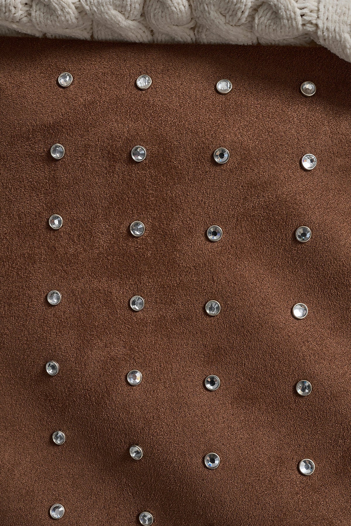 EMBELLISHED FAUX SUEDE MINI SKIRT - BURNT SUGAR FAUX SUEDE | DKNY