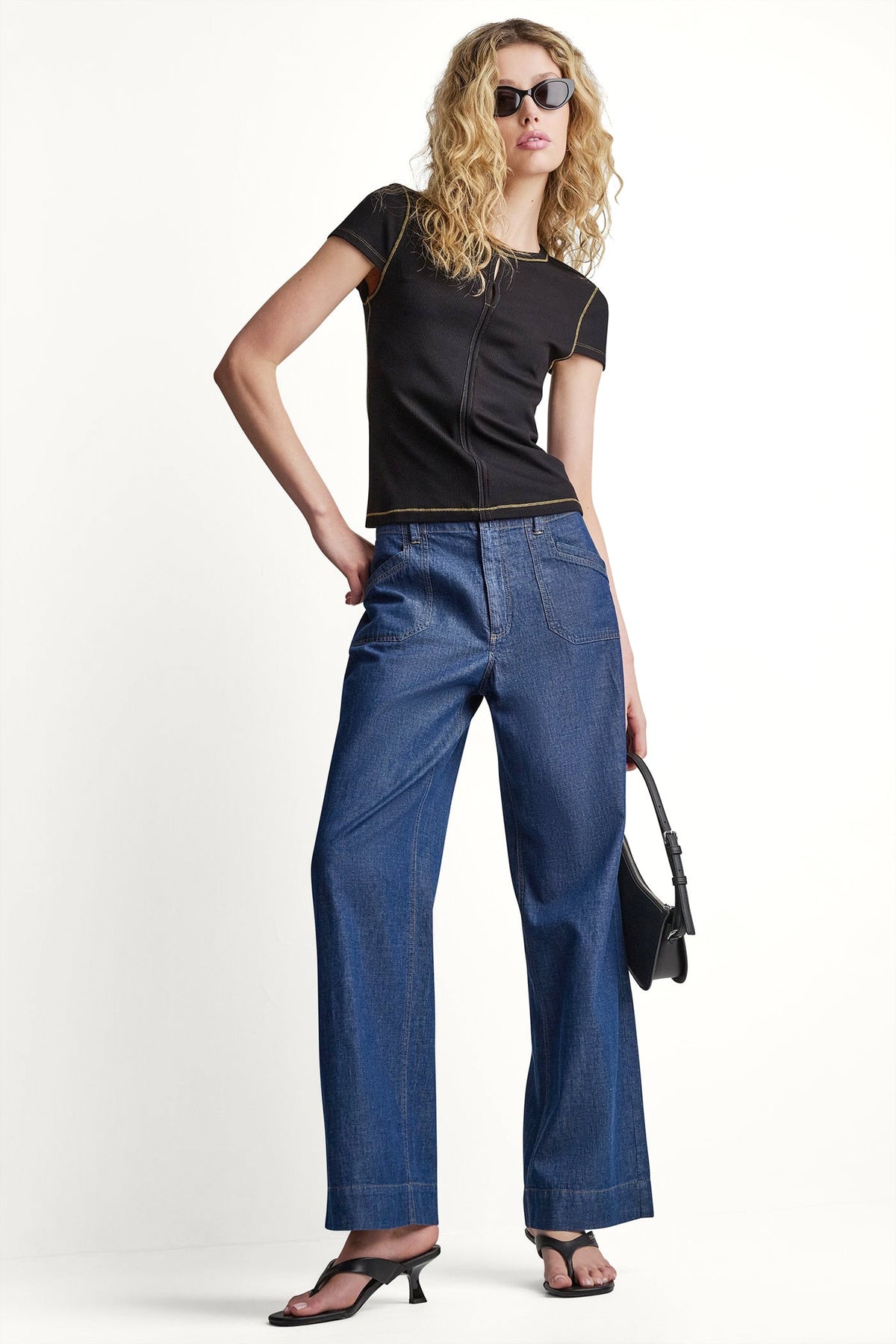 CONTRAST STITCH KNIT TOP - Coconut | DKNY