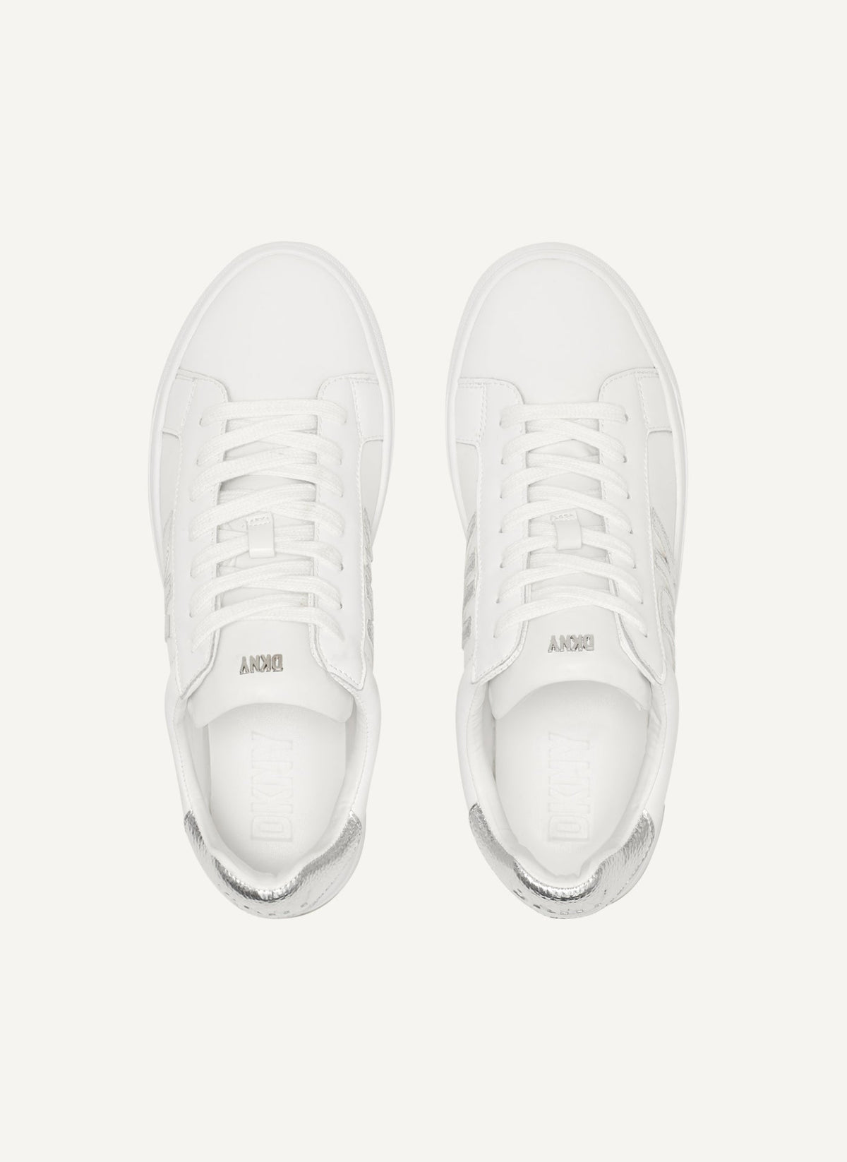 ABENI LOGO LOW-TOP SNEAKER - WHITE/SILVER | DKNY