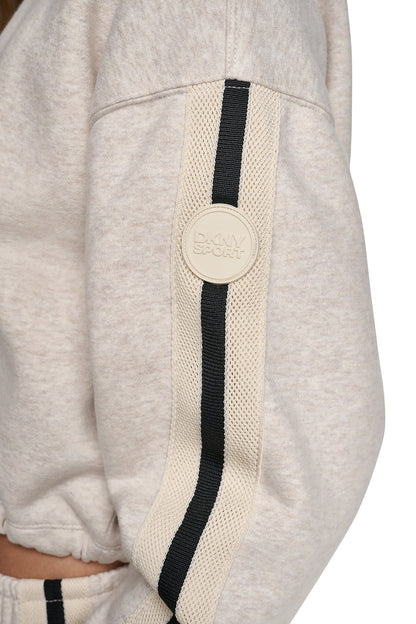CROPPED STRIPED SWEATSHIRT - Black | DKNY
