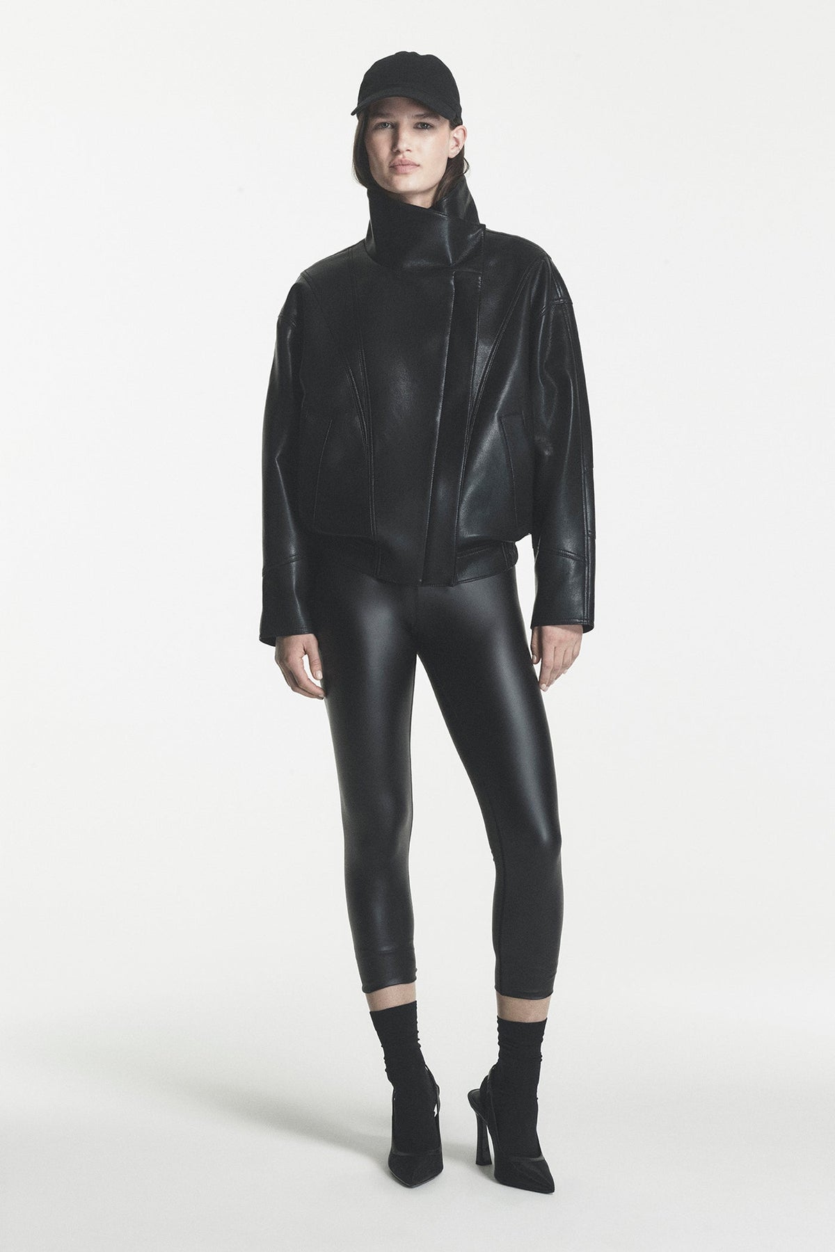 ASYMMETRIC FAUX LEATHER JACKET - Black | DKNY