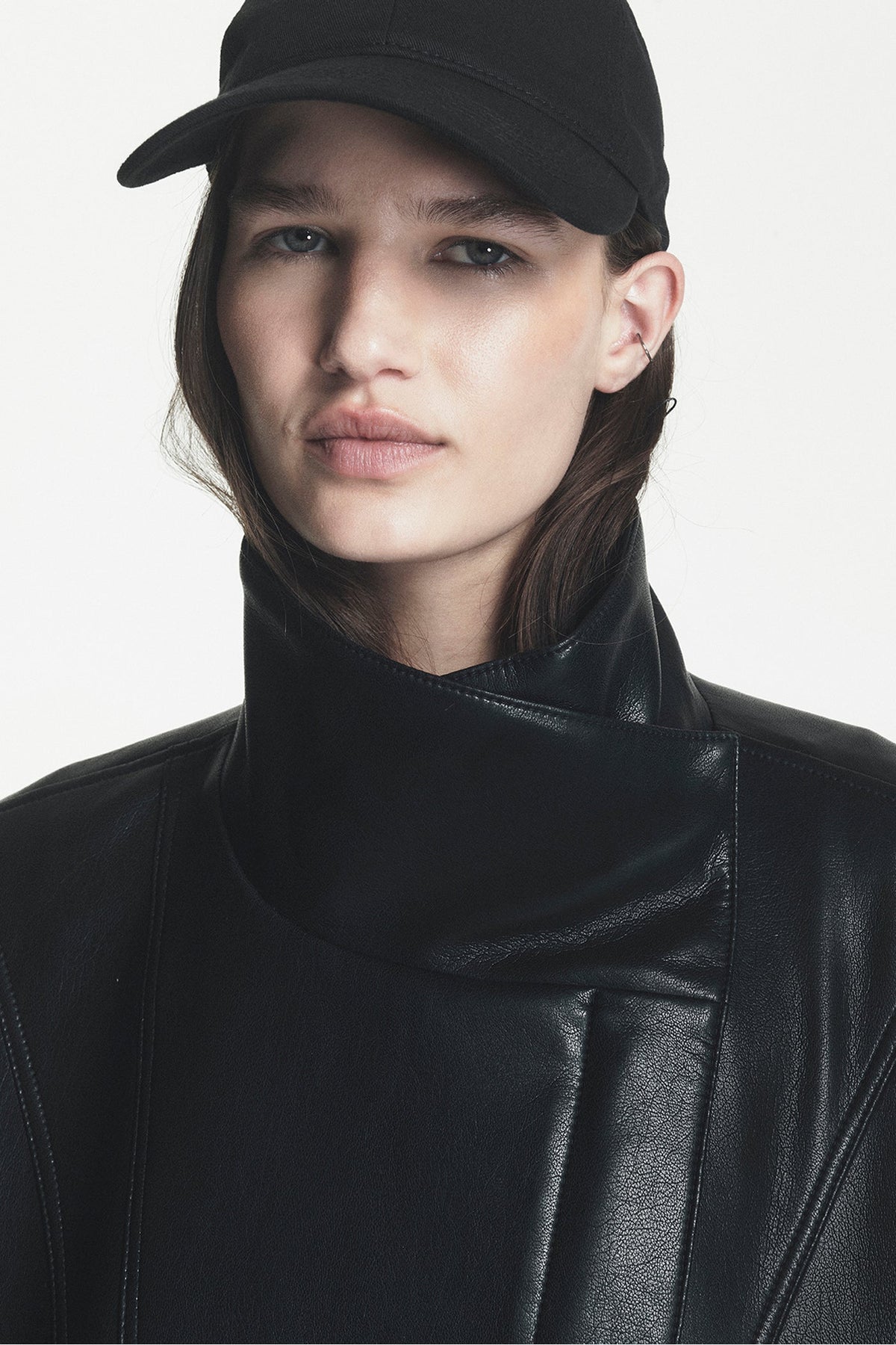 ASYMMETRIC FAUX LEATHER JACKET - Black | DKNY