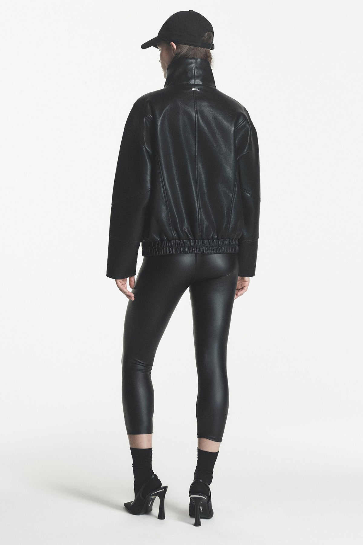 ASYMMETRIC FAUX LEATHER JACKET - Black | DKNY