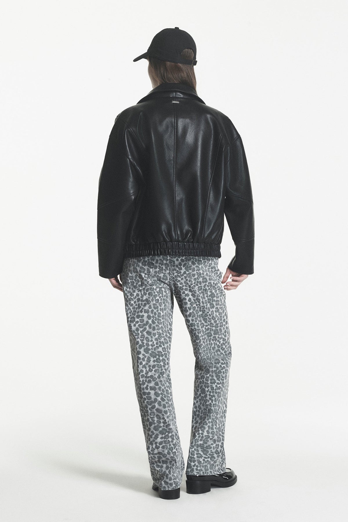 ASYMMETRIC FAUX LEATHER JACKET - Black | DKNY