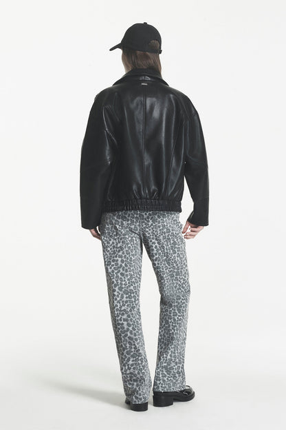 ASYMMETRIC FAUX LEATHER JACKET - Black | DKNY