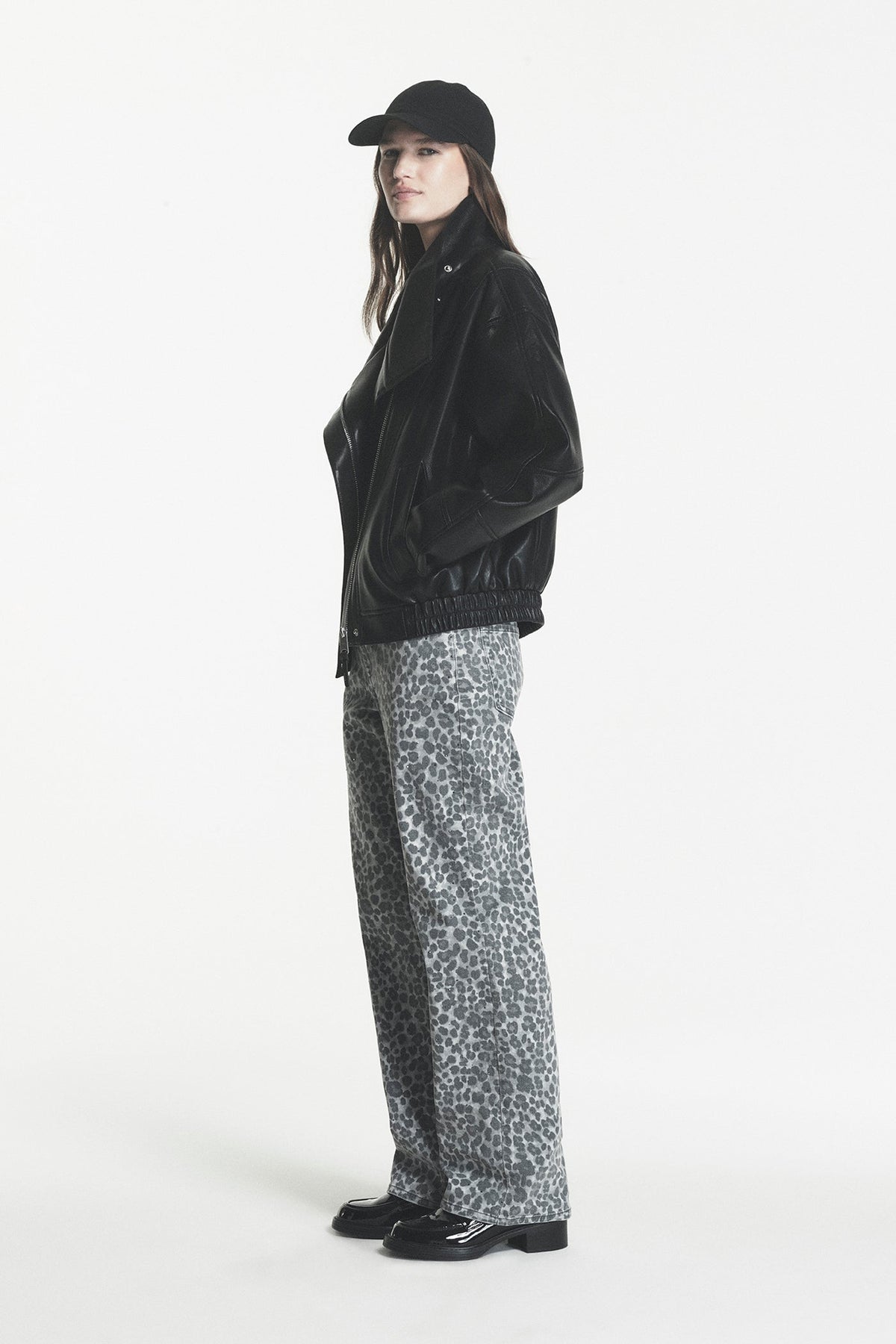 ASYMMETRIC FAUX LEATHER JACKET - Black | DKNY
