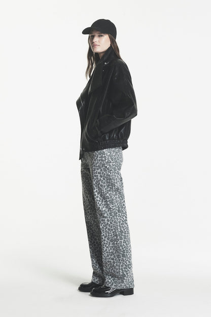 ASYMMETRIC FAUX LEATHER JACKET - Black | DKNY