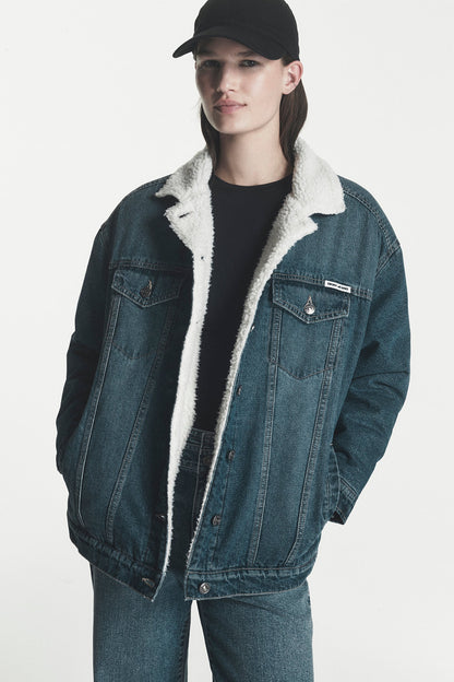SHERPA COLLAR DENIM TRUCKER JACKET - Fordham | DKNY