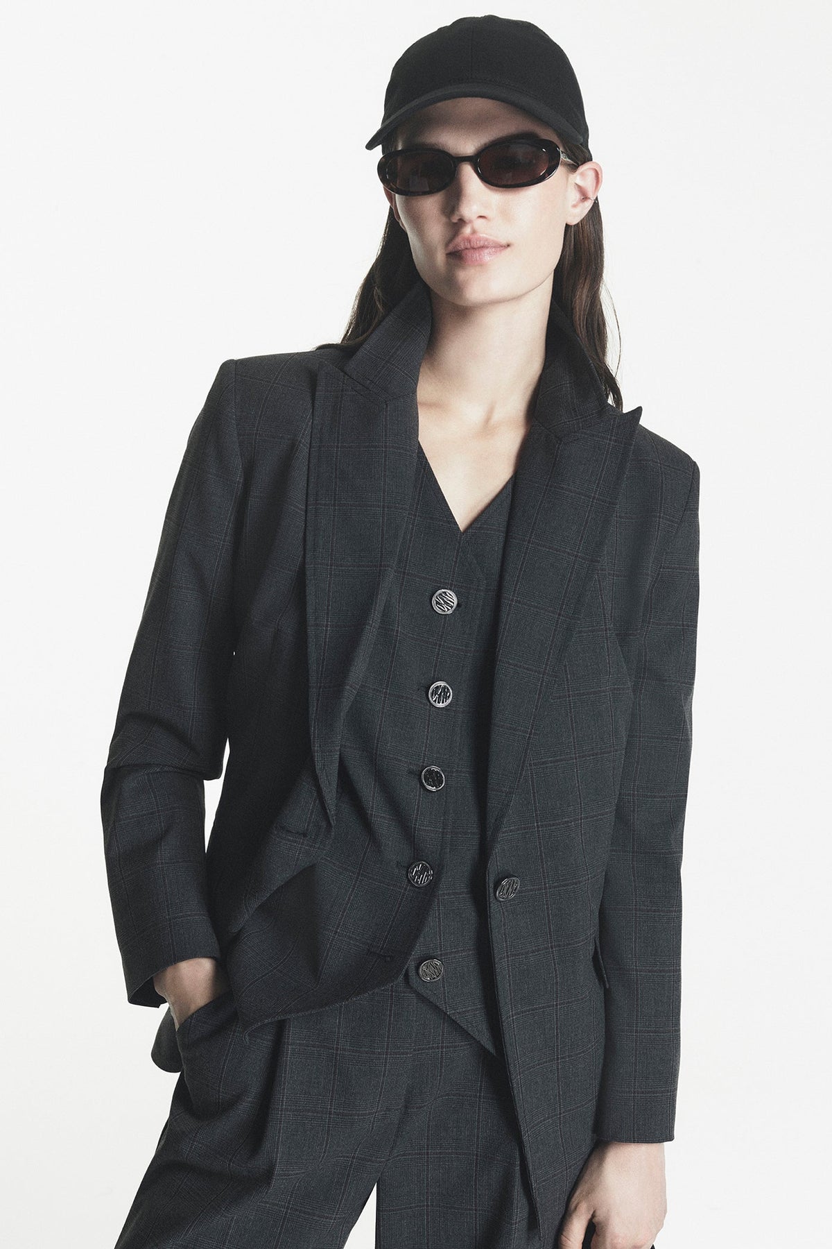 ONE BUTTON BLAZER - Asphalt Combo | DKNY