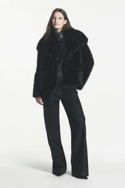 HIGH-RISE FORWARD SEAM WIDE LEG - Black | DKNY