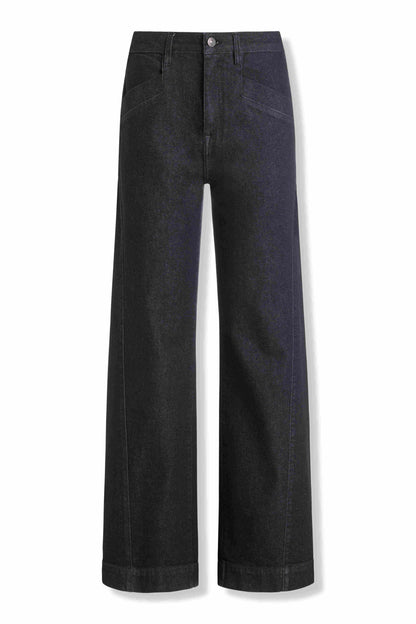HIGH-RISE FORWARD SEAM WIDE LEG - Black | DKNY