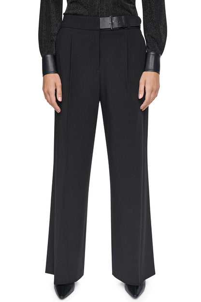 BELTED WIDE LEG TROUSER - Black | DKNY