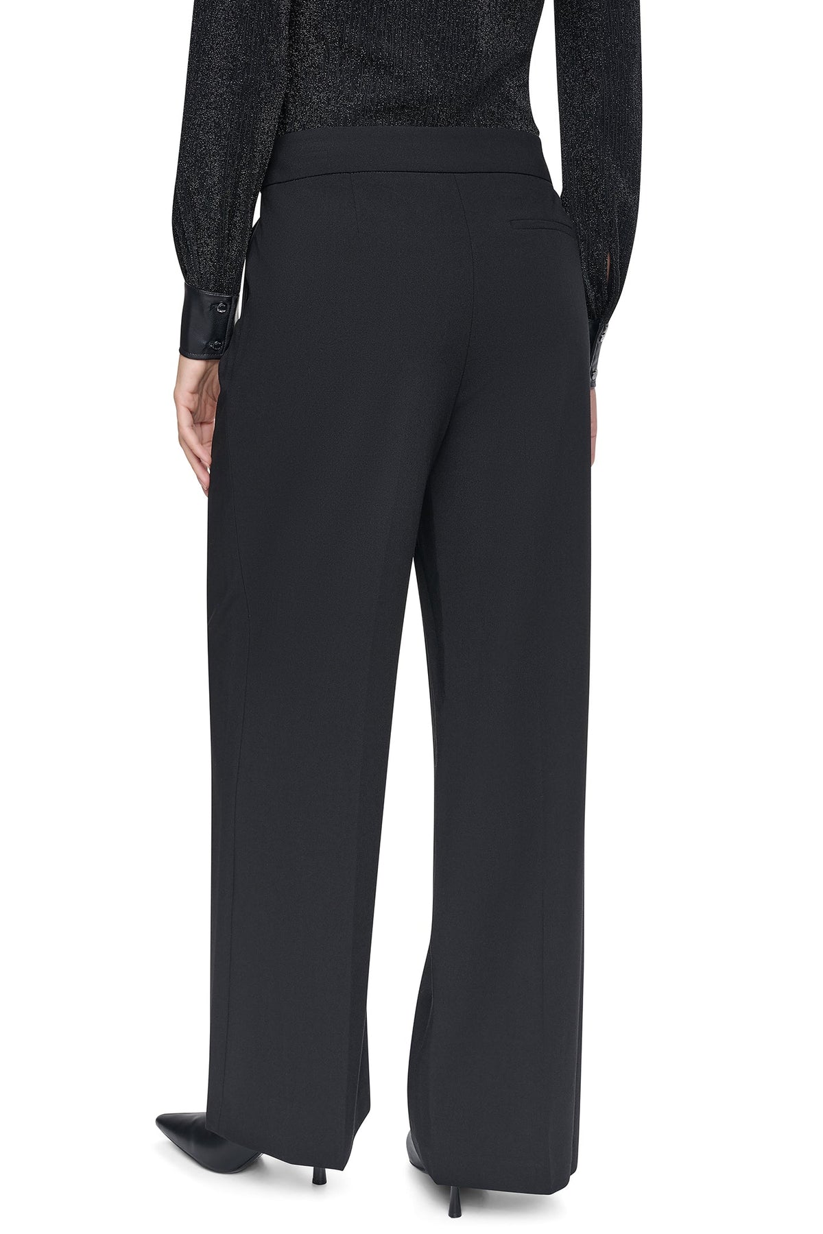 BELTED WIDE LEG TROUSER - Black | DKNY