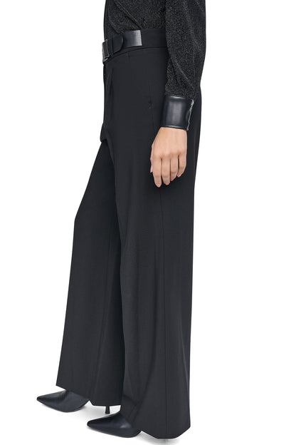 BELTED WIDE LEG TROUSER - Black | DKNY