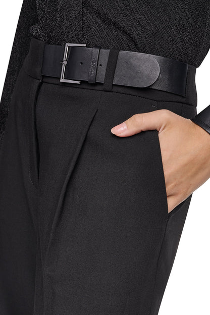 BELTED WIDE LEG TROUSER - Black | DKNY