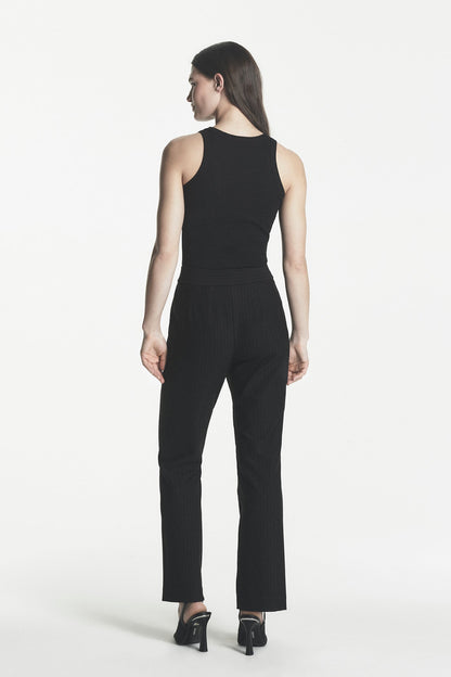 HIGH-RISE PINSTRIPE PANT - Black | DKNY