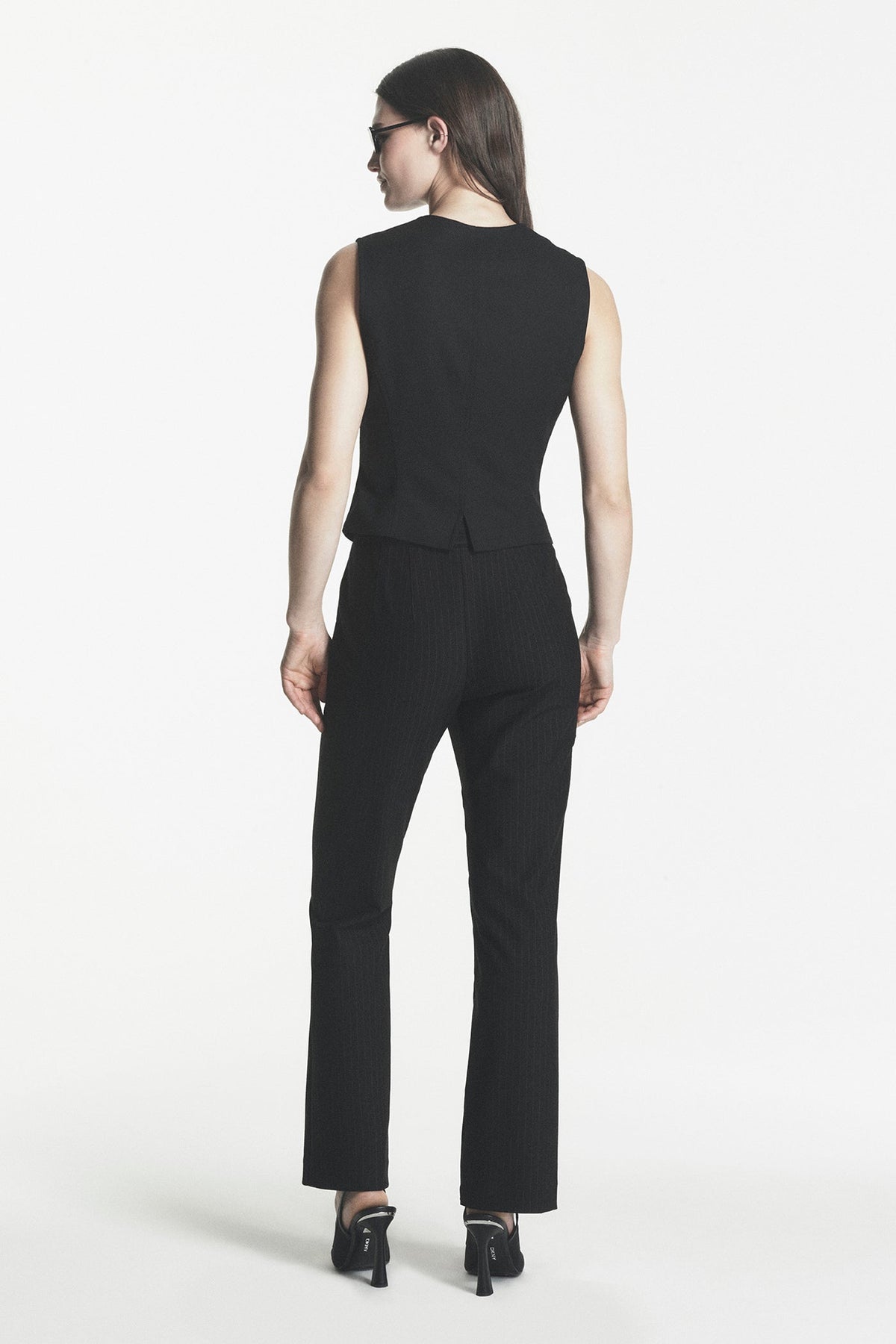 PINSTRIPE STRAIGHT LEG TROUSER - Black | DKNY