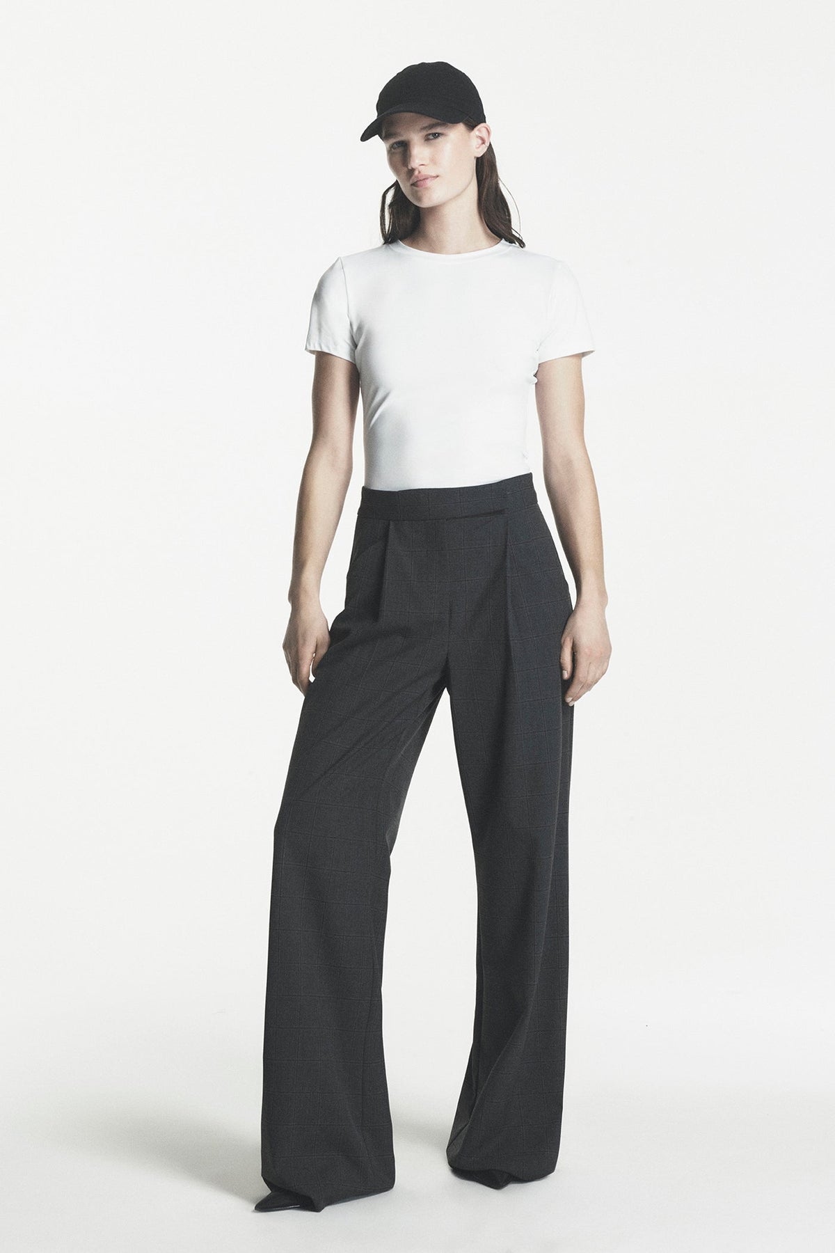 HIGH-RISE WIDE LEG PANT - Asphalt Combo | DKNY