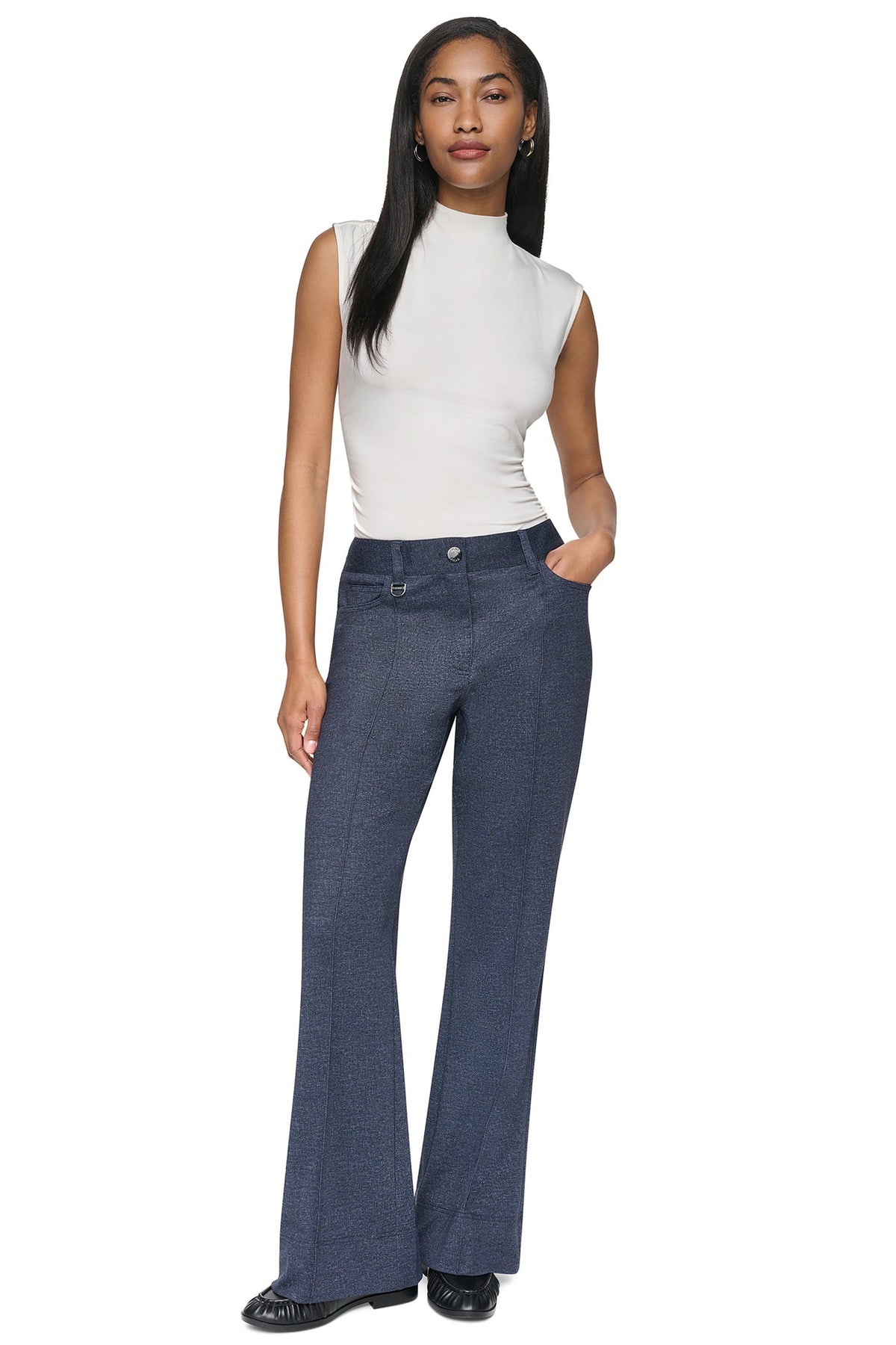 WIDE-LEG FAUX DENIM PANT - Denim | DKNY