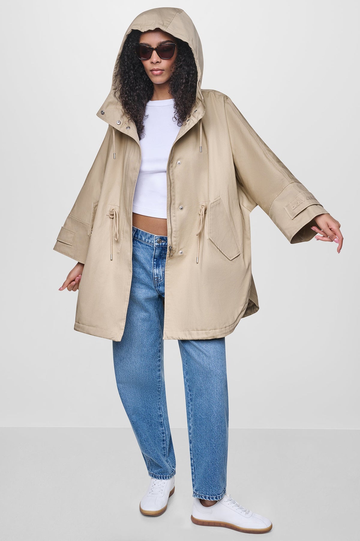 OVERSIZED HOODED ANORAK - Travertine | DKNY