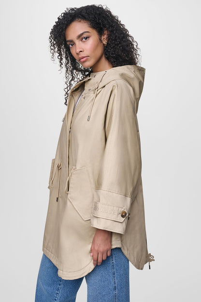 OVERSIZED HOODED ANORAK - Travertine | DKNY