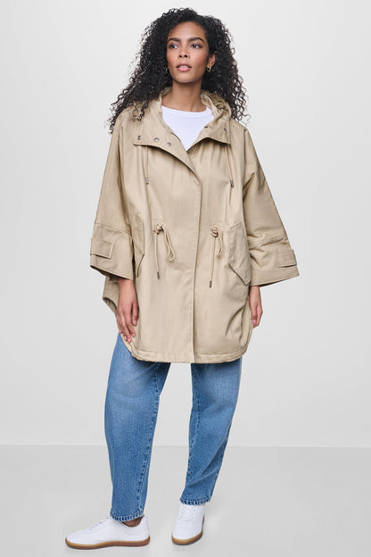 OVERSIZED HOODED ANORAK - Travertine | DKNY