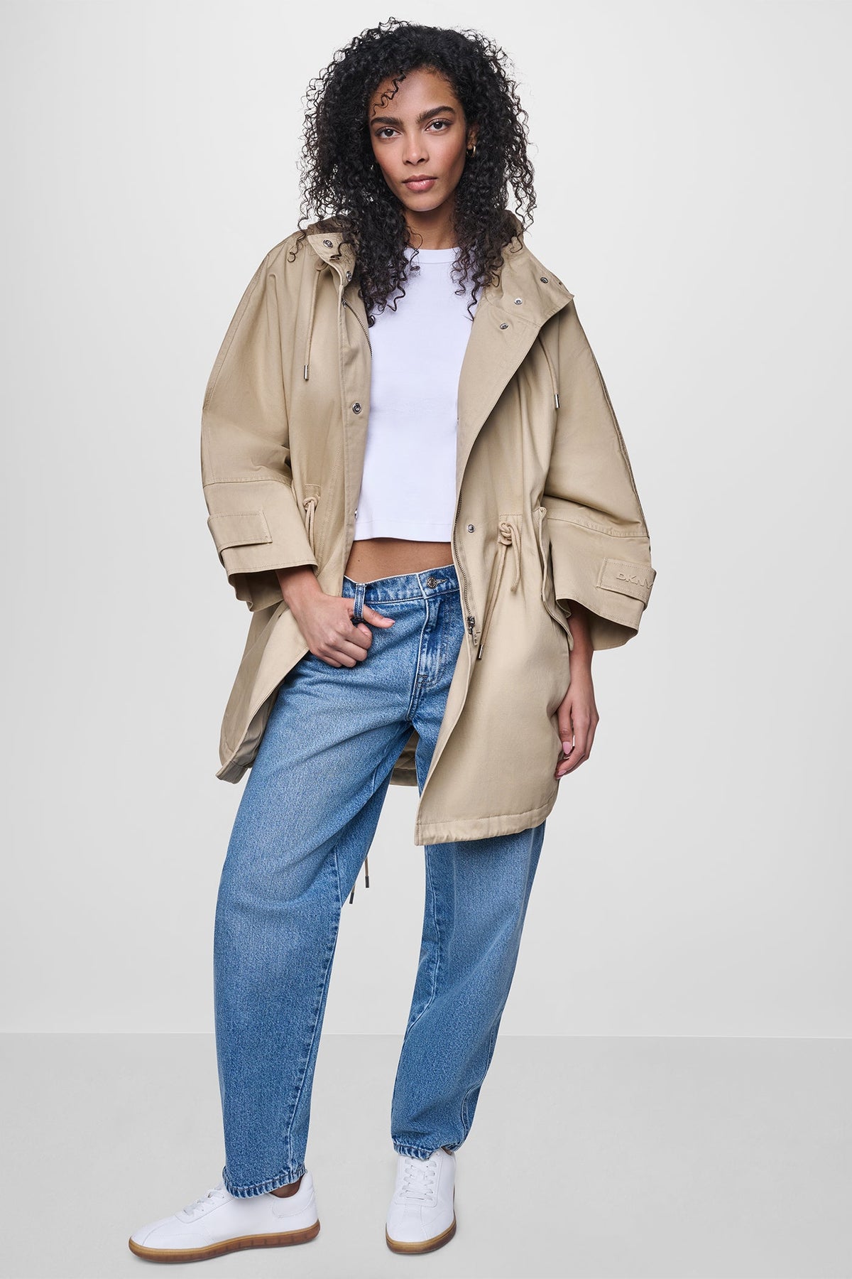 OVERSIZED HOODED ANORAK - Travertine | DKNY
