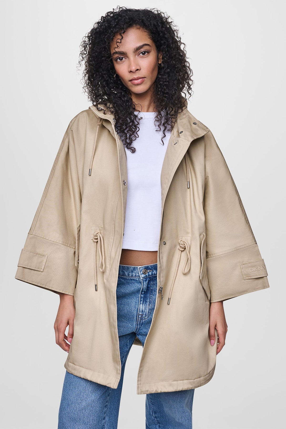 OVERSIZED HOODED ANORAK - Travertine | DKNY