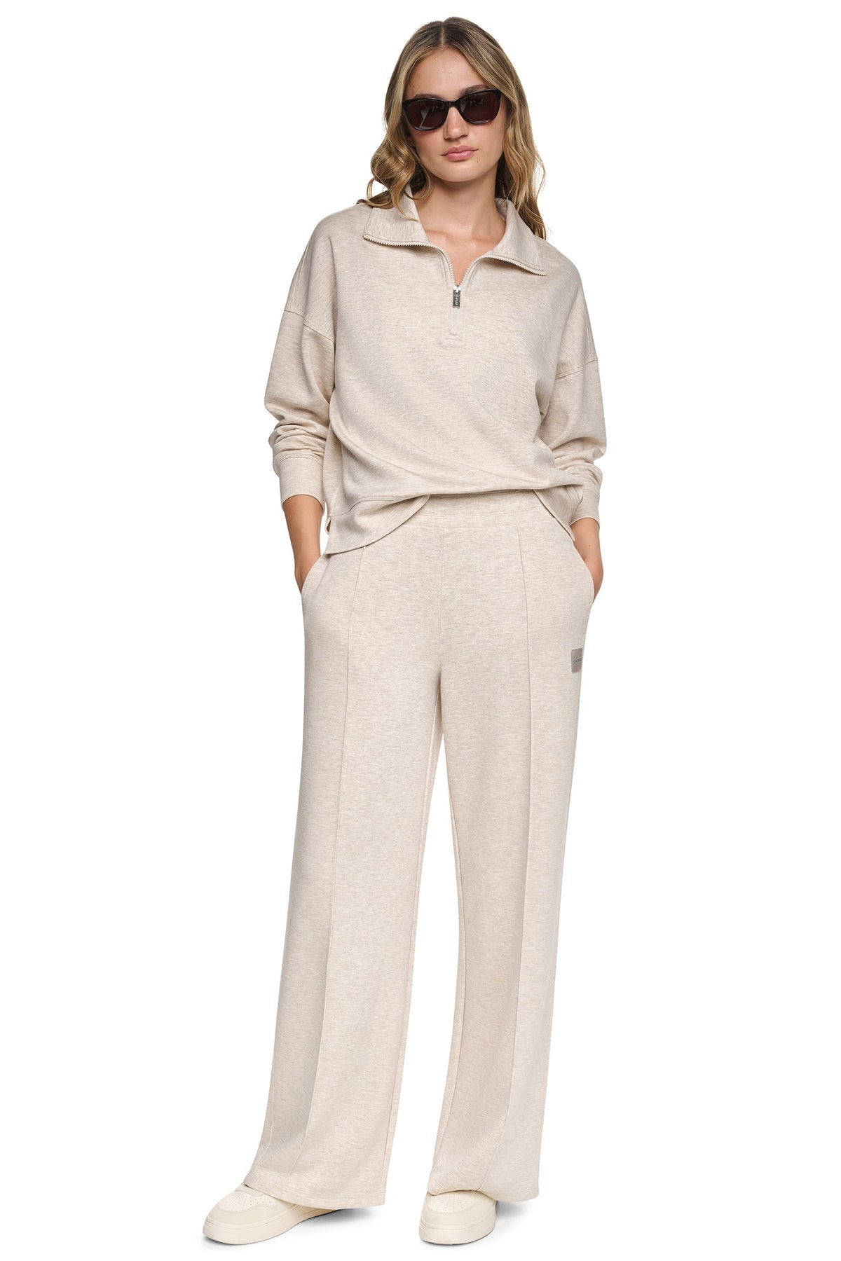 HIGH-RISE PINTUCKED WIDE-LEG PANT - Cortado Heather | DKNY