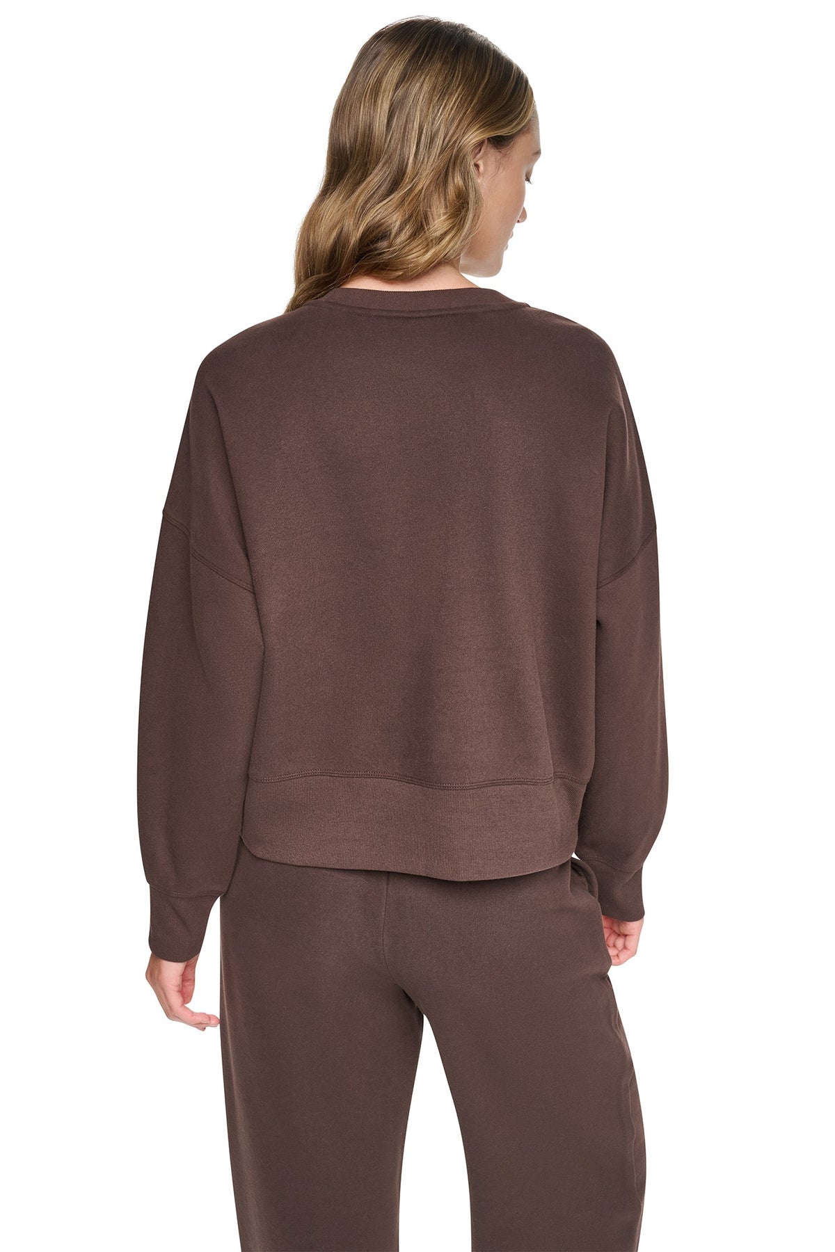 FLOCKED VARSITY LOGO SWEATSHIRT - Espresso/Espresso | DKNY