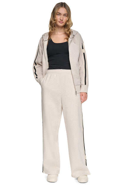 HIGH-RISE STRAIGHT LEG TRACK PANT - Cortado Heather | DKNY