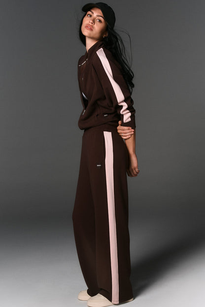 HIGH-RISE SIDE STRIPE WIDE-LEG PANT - Black/Eggnog | DKNY