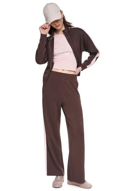 HIGH-RISE SIDE STRIPE WIDE-LEG PANT - Black/Eggnog | DKNY