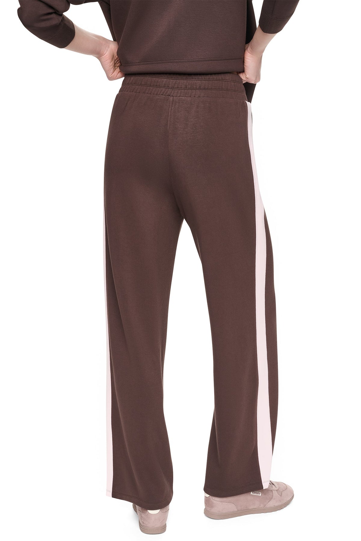 HIGH-RISE SIDE STRIPE WIDE-LEG PANT - Black/Eggnog | DKNY