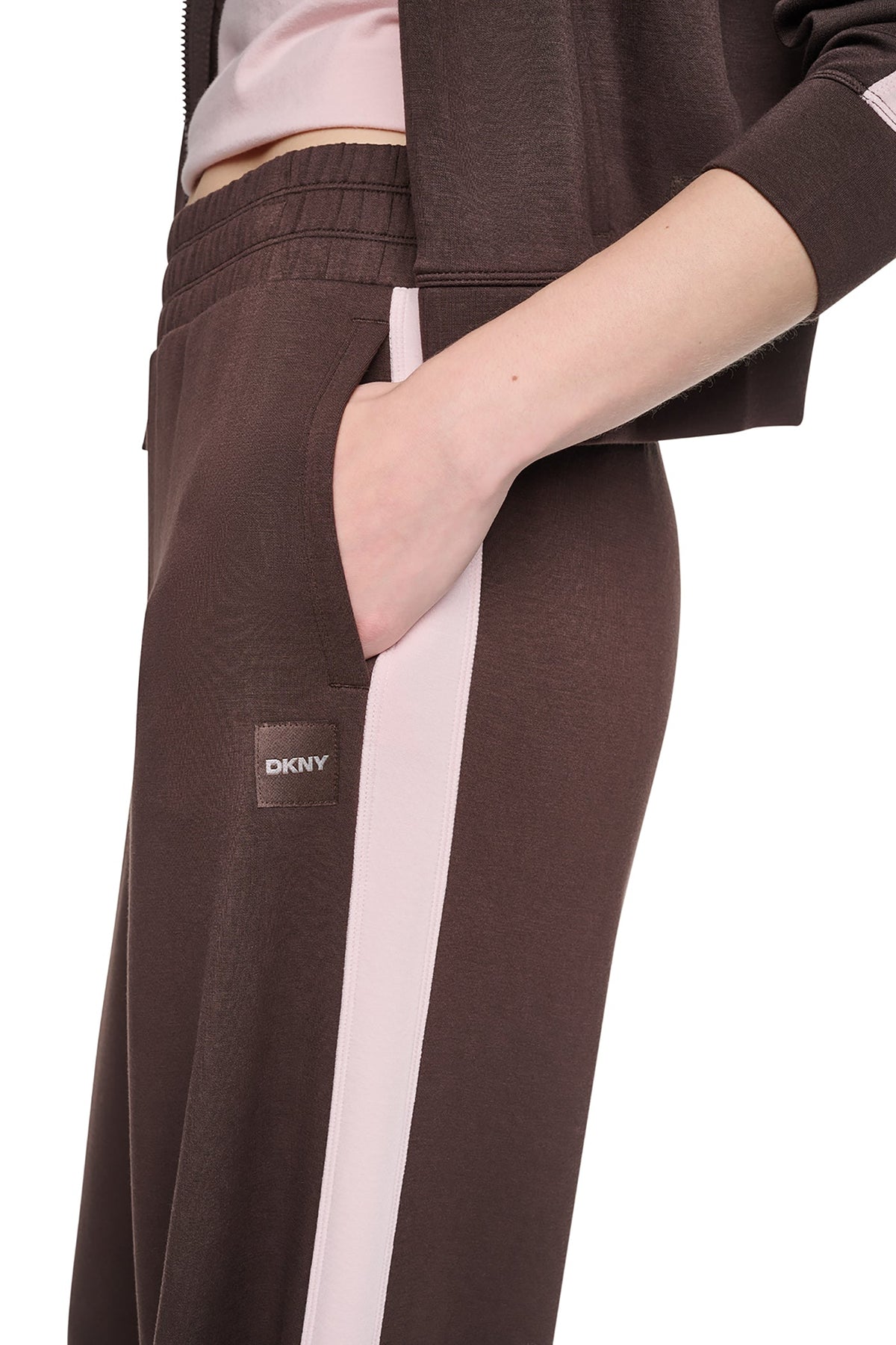 HIGH-RISE SIDE STRIPE WIDE-LEG PANT - Black/Eggnog | DKNY