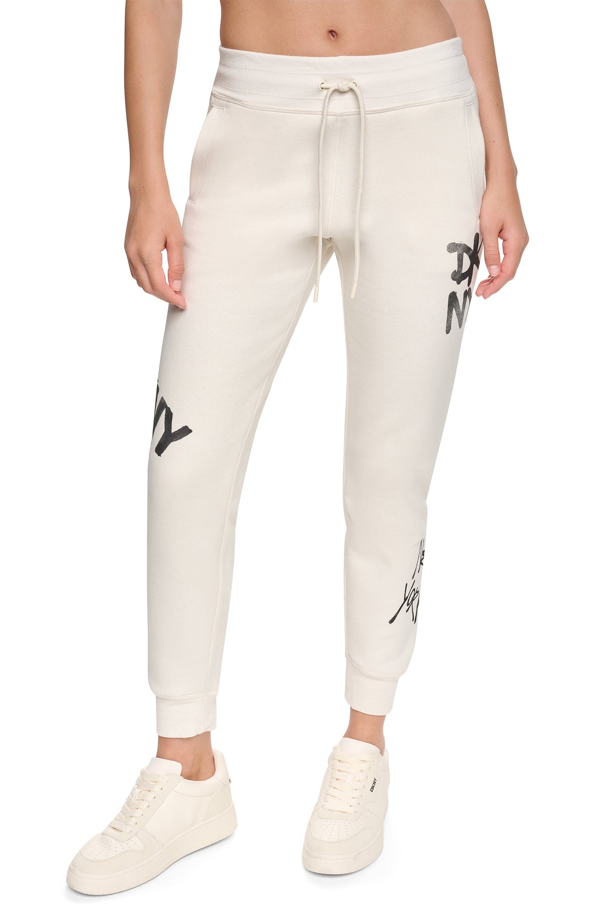 MID-RISE GRAFFITI RHINESTONE LOGO JOGGER - Black | DKNY