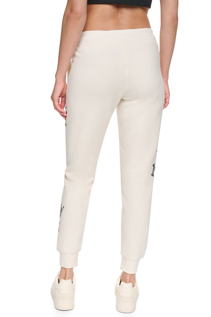 MID-RISE GRAFFITI RHINESTONE LOGO JOGGER - Black | DKNY