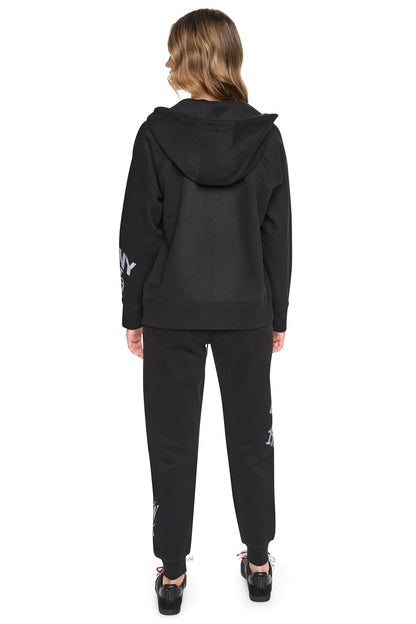GRAFFITI RHINESTONE FULL-ZIP HOODIE - Black | DKNY