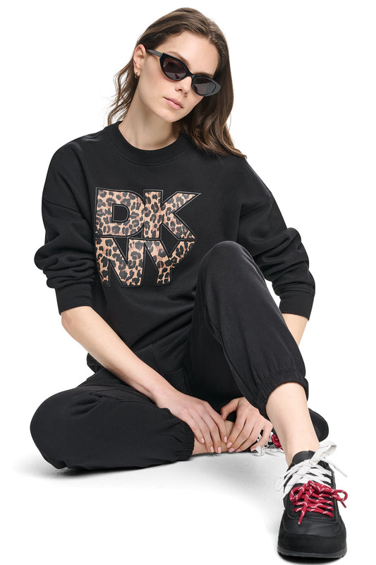 ANIMAL PRINT LOGO SWEATSHIRT - Eggnog | DKNY
