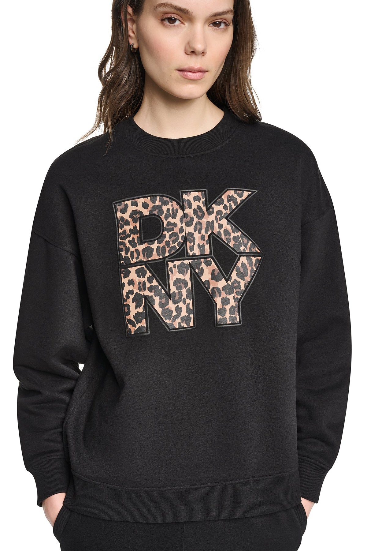 ANIMAL PRINT LOGO SWEATSHIRT - Black | DKNY
