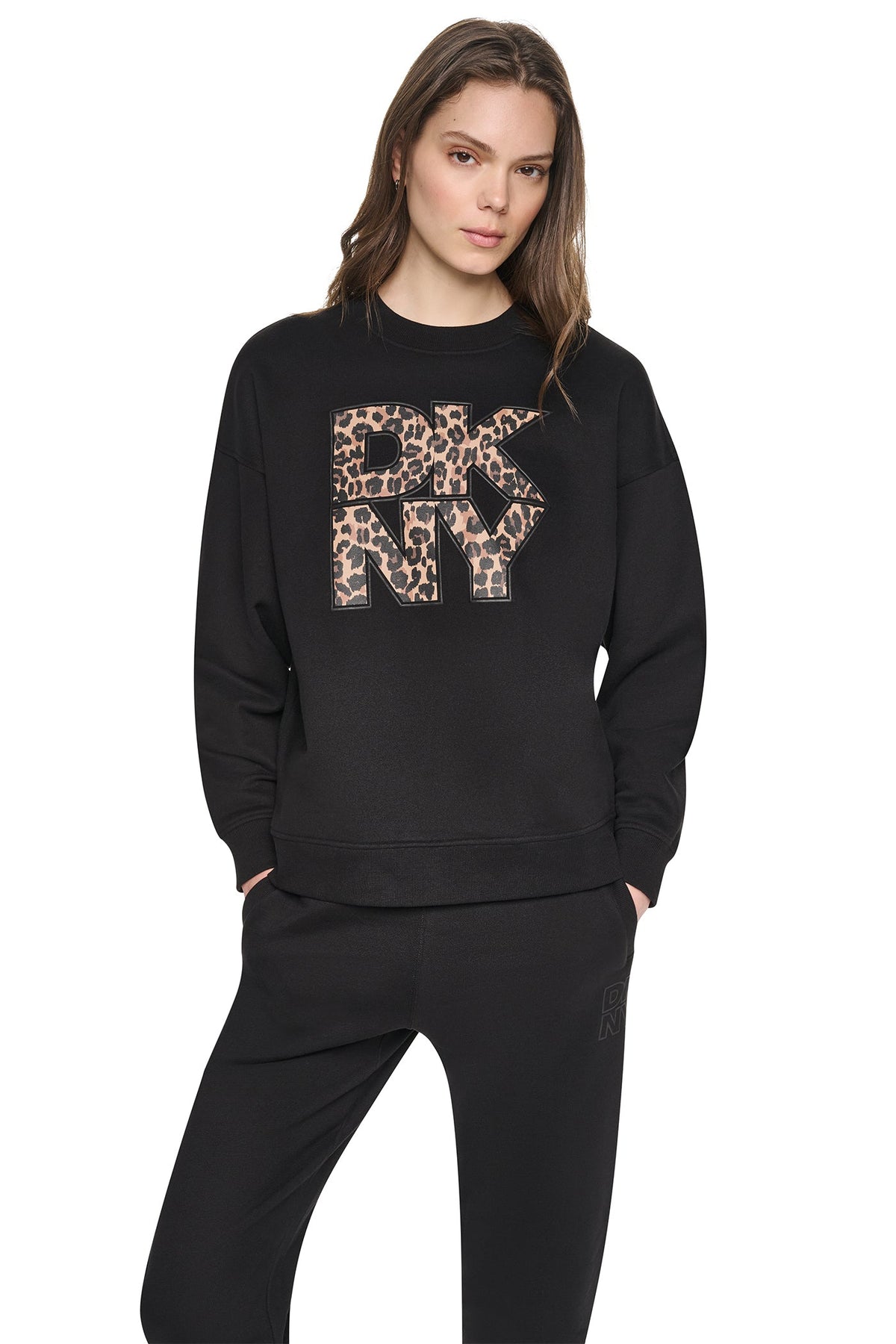 ANIMAL PRINT LOGO SWEATSHIRT - Black | DKNY