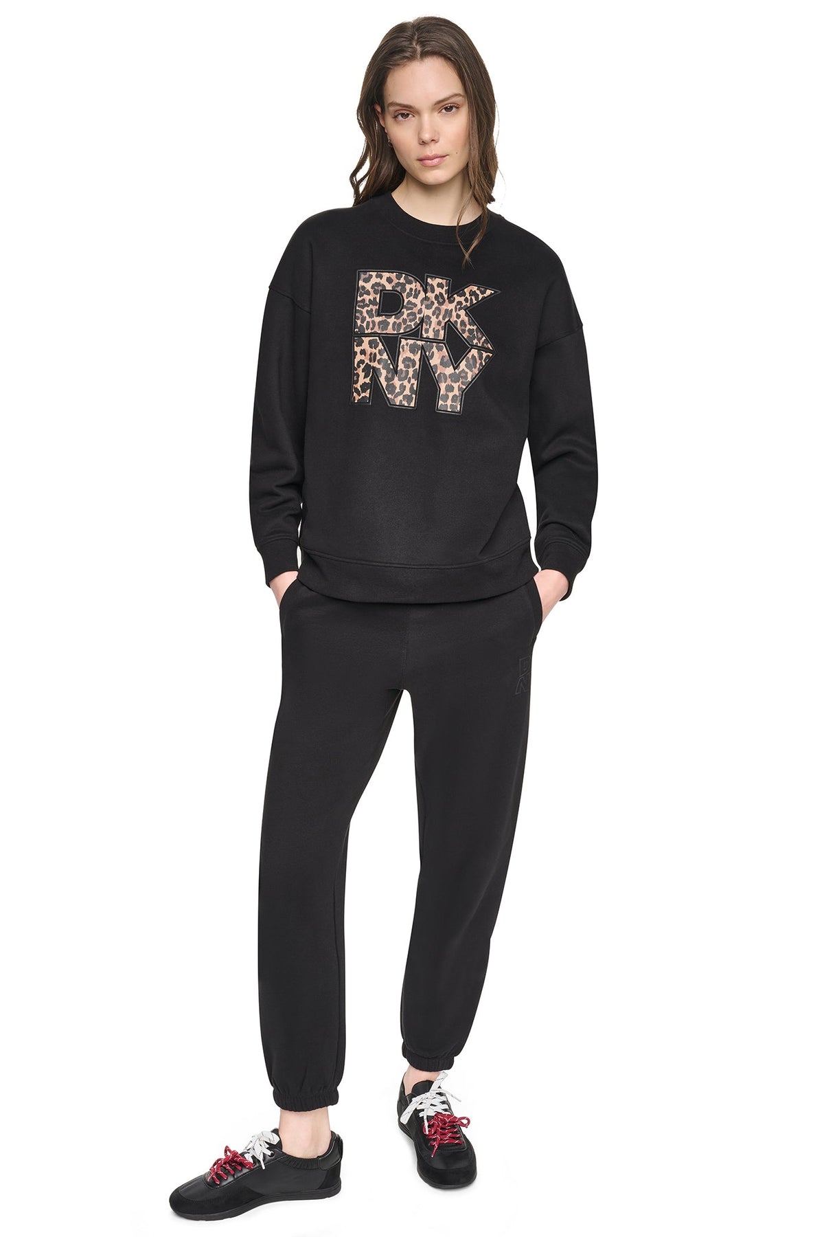 ANIMAL PRINT LOGO SWEATSHIRT - Black | DKNY